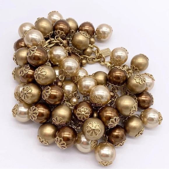 Kate Spade Bronze Gold Champagne Pearl Cha Cha Bracelet - Picture 2 of 4